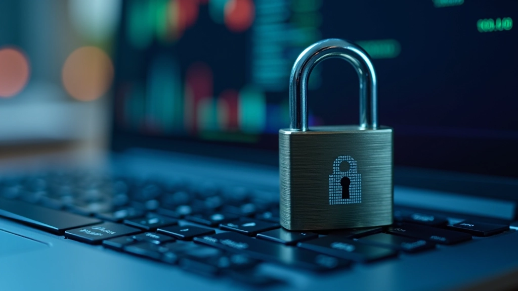 Cadenas numérique et code de sécurité sur un écran d'ordinateur représentant la protection des données bancaires