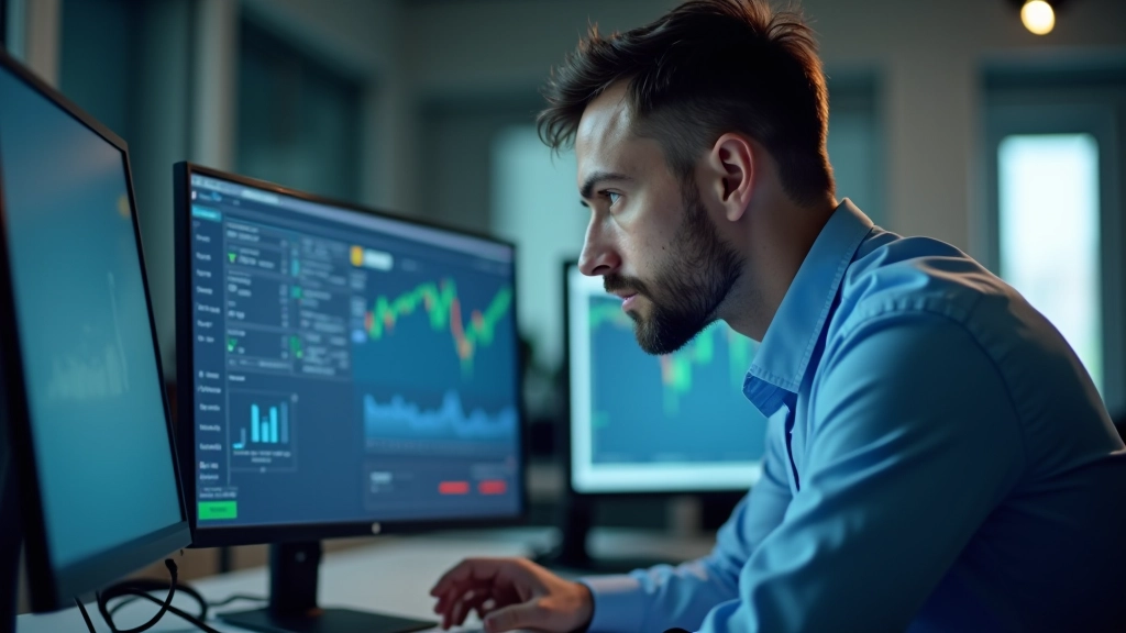 Professionnel analysant des données financières sur écran moderne