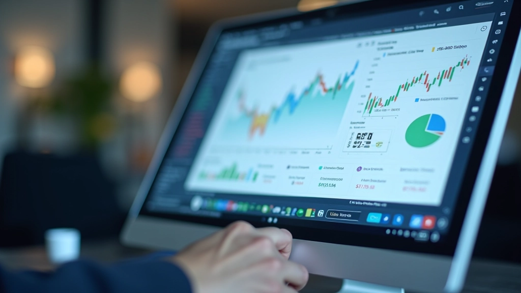Graphique de portefeuille d'investissement avec tendances et analyses sur un écran de bureau moderne