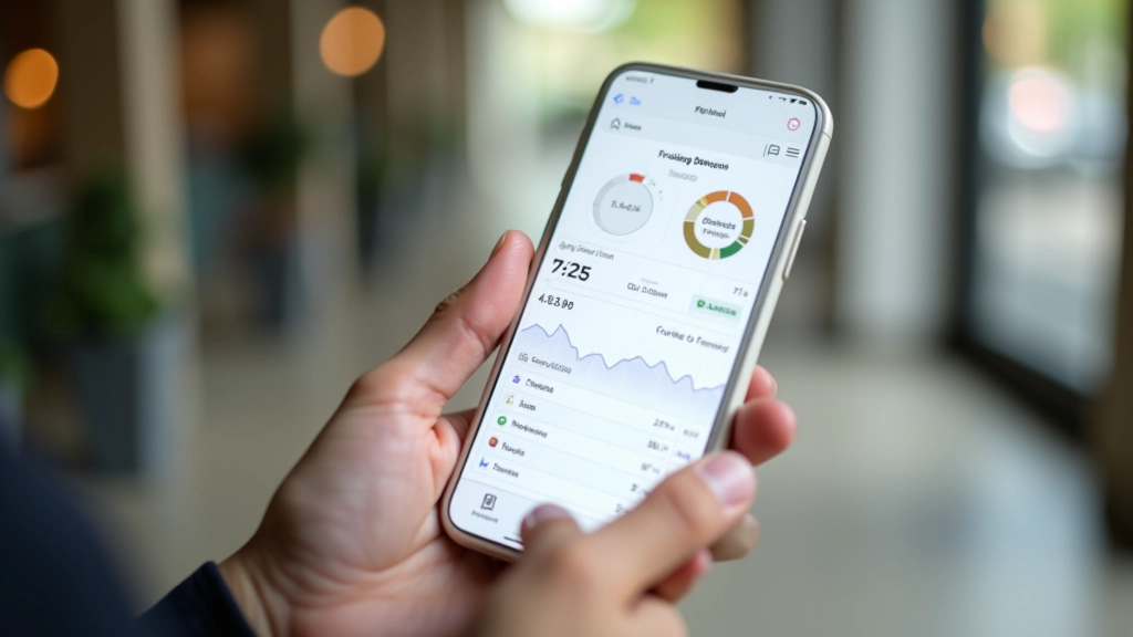 Interface d'application bancaire mobile montrant des graphiques d'épargne et des statistiques financières personnalisées