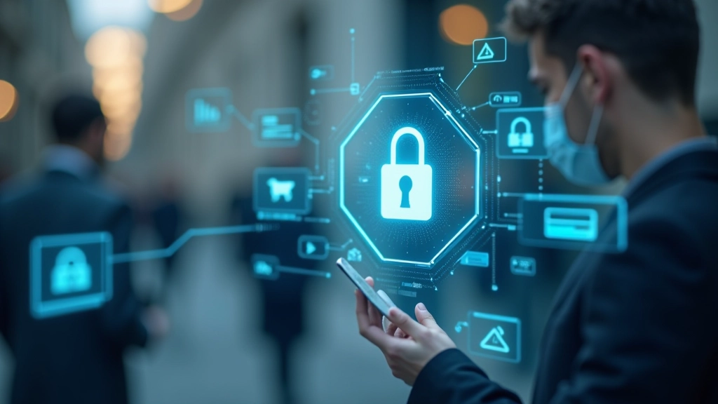 Représentation visuelle des mesures de sécurité bancaire numérique incluant chiffrement et authentification multi-facteurs