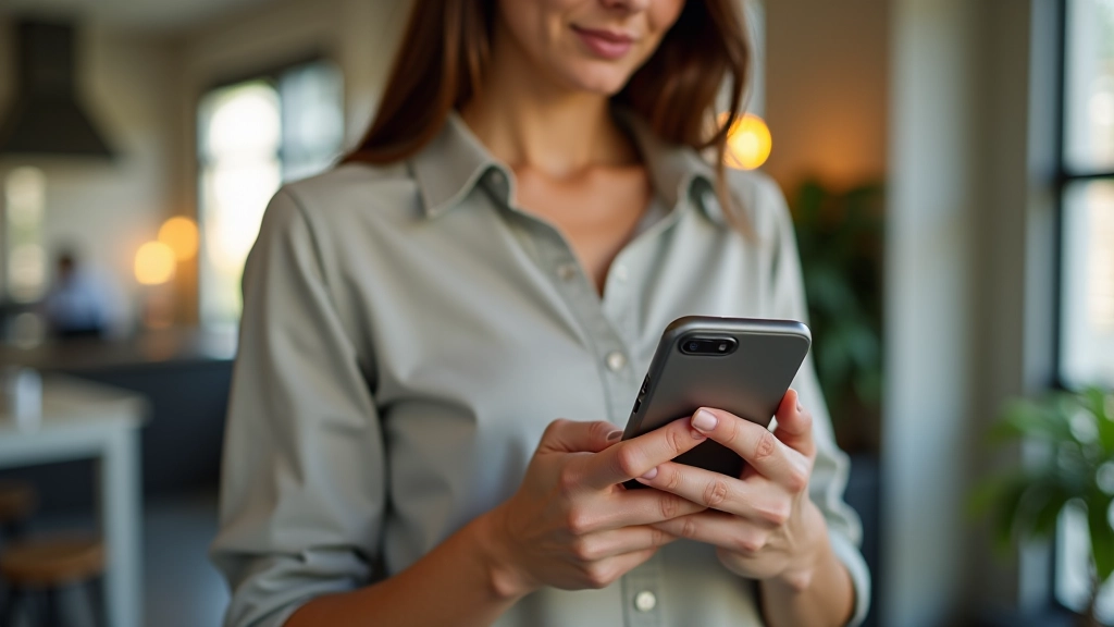 Femme consultant un smartphone pour gérer ses finances